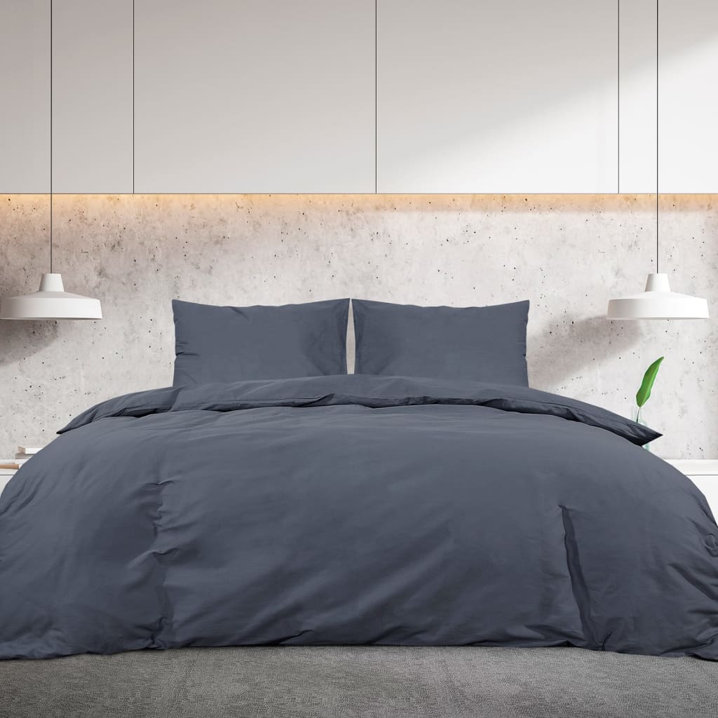 Berkfield Duvet Cover Set Anthracite 135x200 cm Light-weight Microfiber