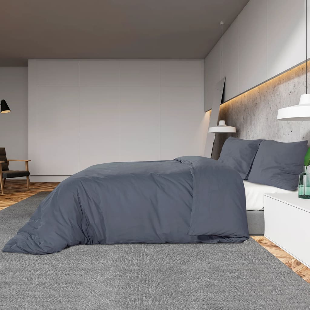 Berkfield Duvet Cover Set Anthracite 135x200 cm Light-weight Microfiber