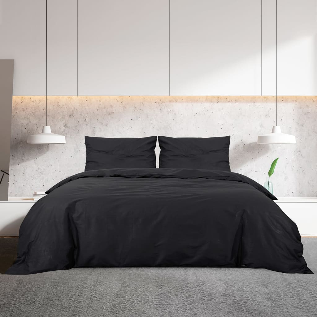 Berkfield Duvet Cover Set Black 140x200 cm Light-weight Microfiber
