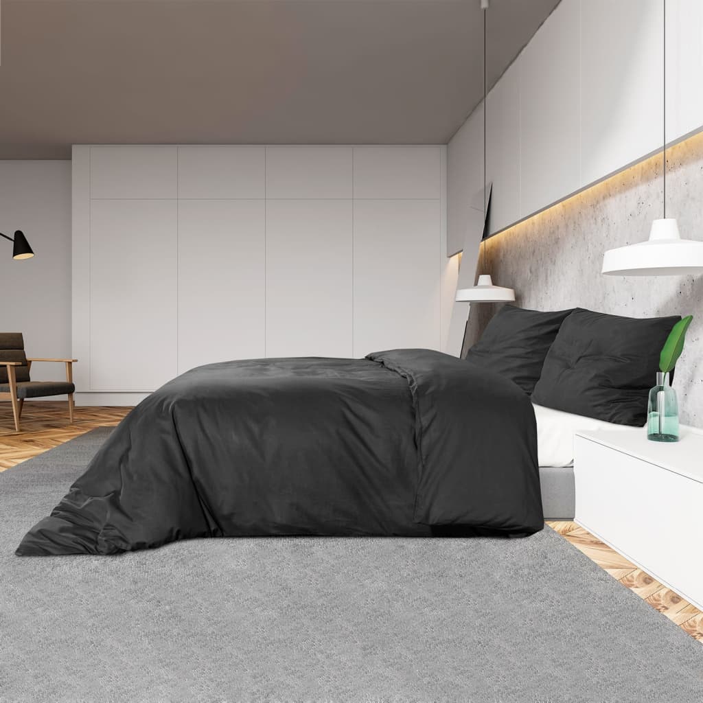 Berkfield Duvet Cover Set Black 140x200 cm Light-weight Microfiber