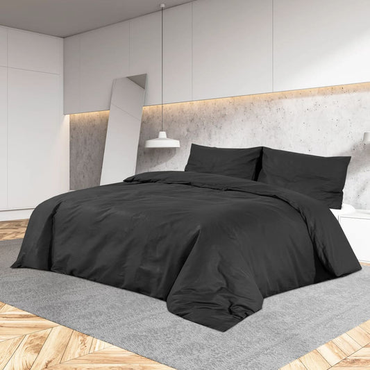 Berkfield Duvet Cover Set Black 140x200 cm Light-weight Microfiber