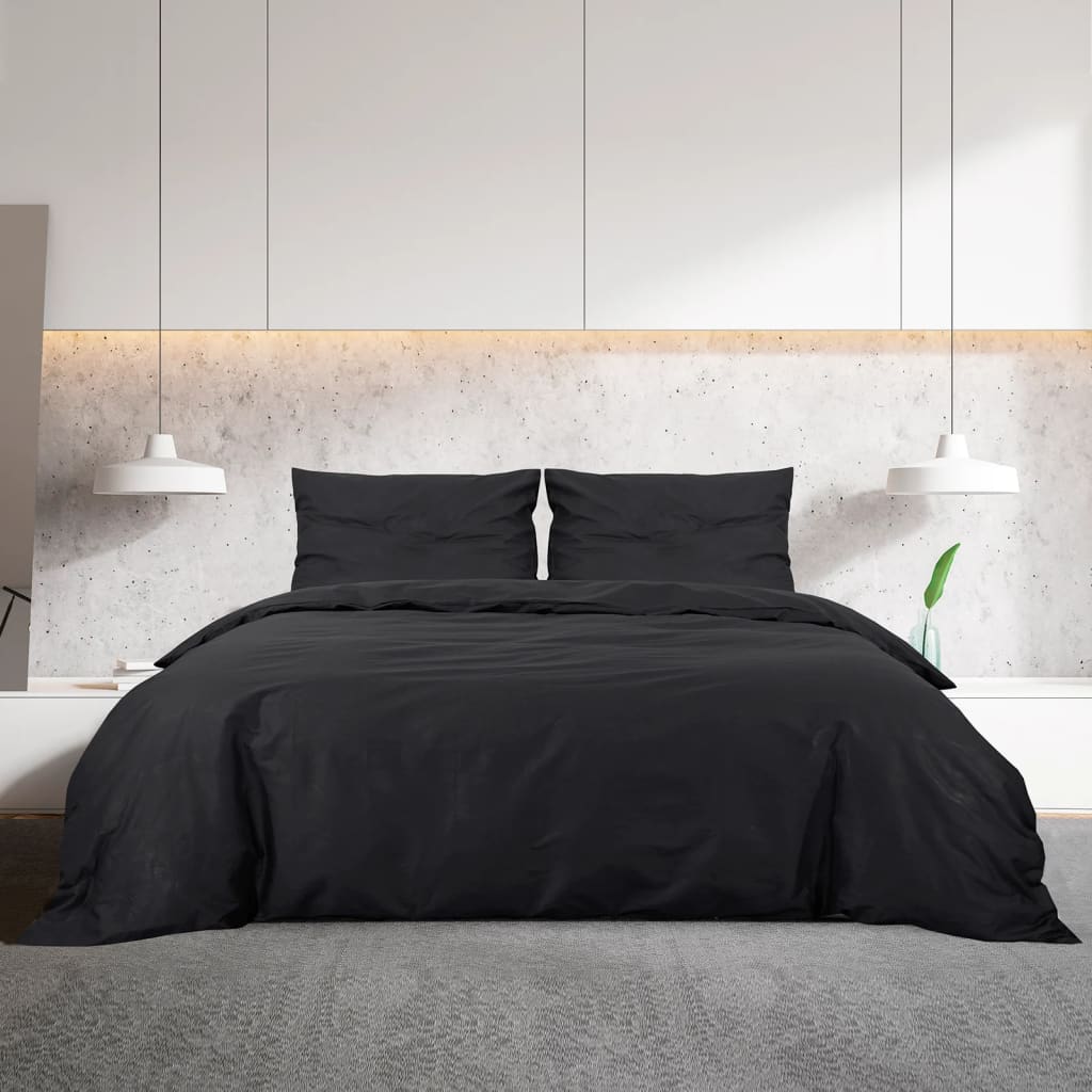 Berkfield Duvet Cover Set Black 135x200 cm Light-weight Microfiber