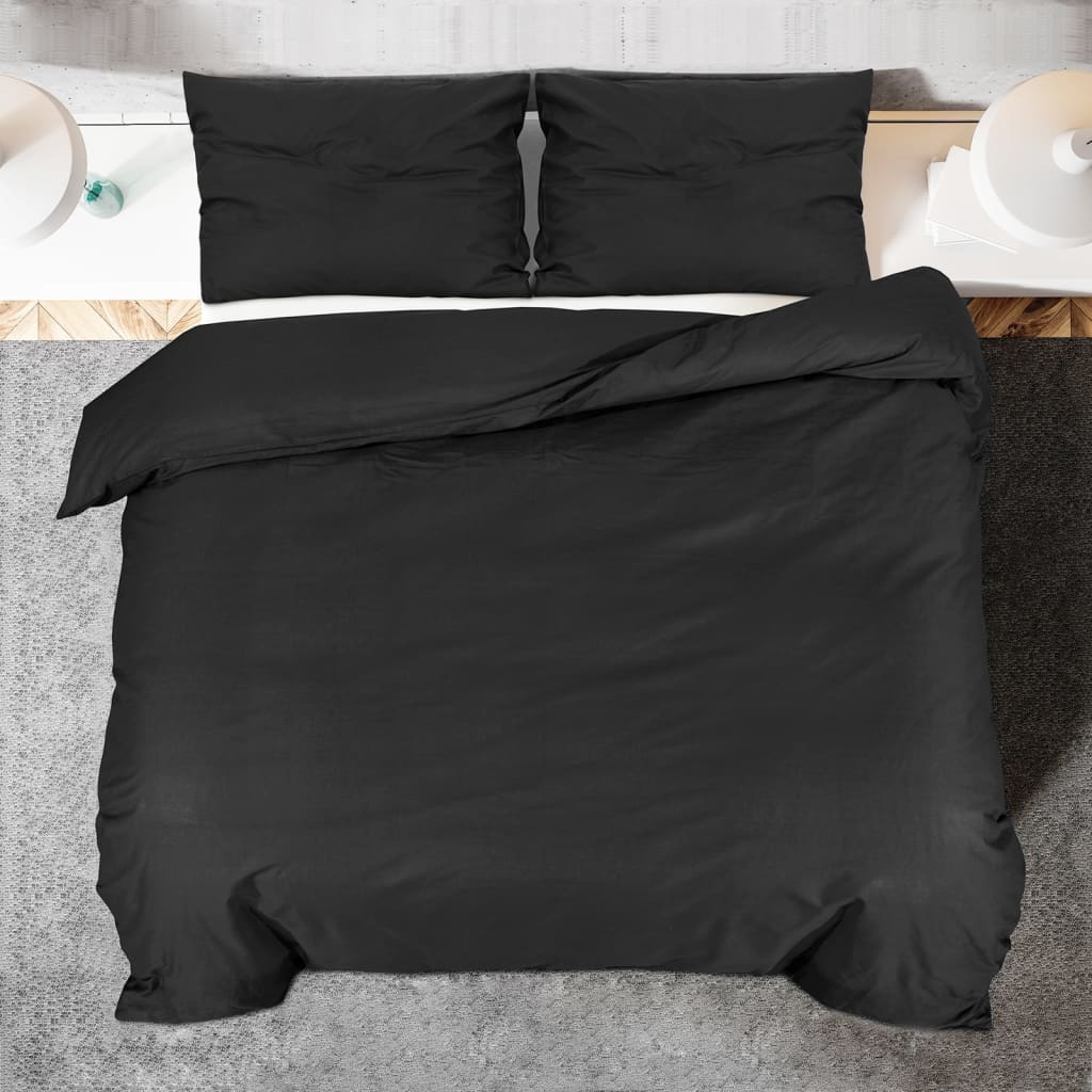 Berkfield Duvet Cover Set Black 135x200 cm Light-weight Microfiber