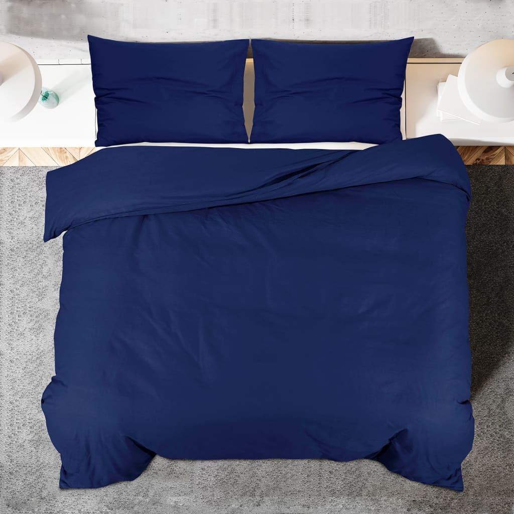 Berkfield Duvet Cover Set Navy Blue 155x220 cm Light-weight Microfiber