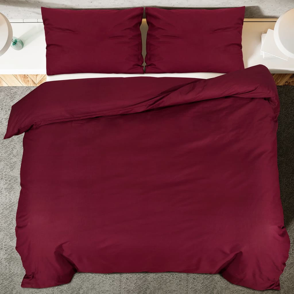 Berkfield Duvet Cover Set Bordeaux 240x220 cm Light-weight Microfiber