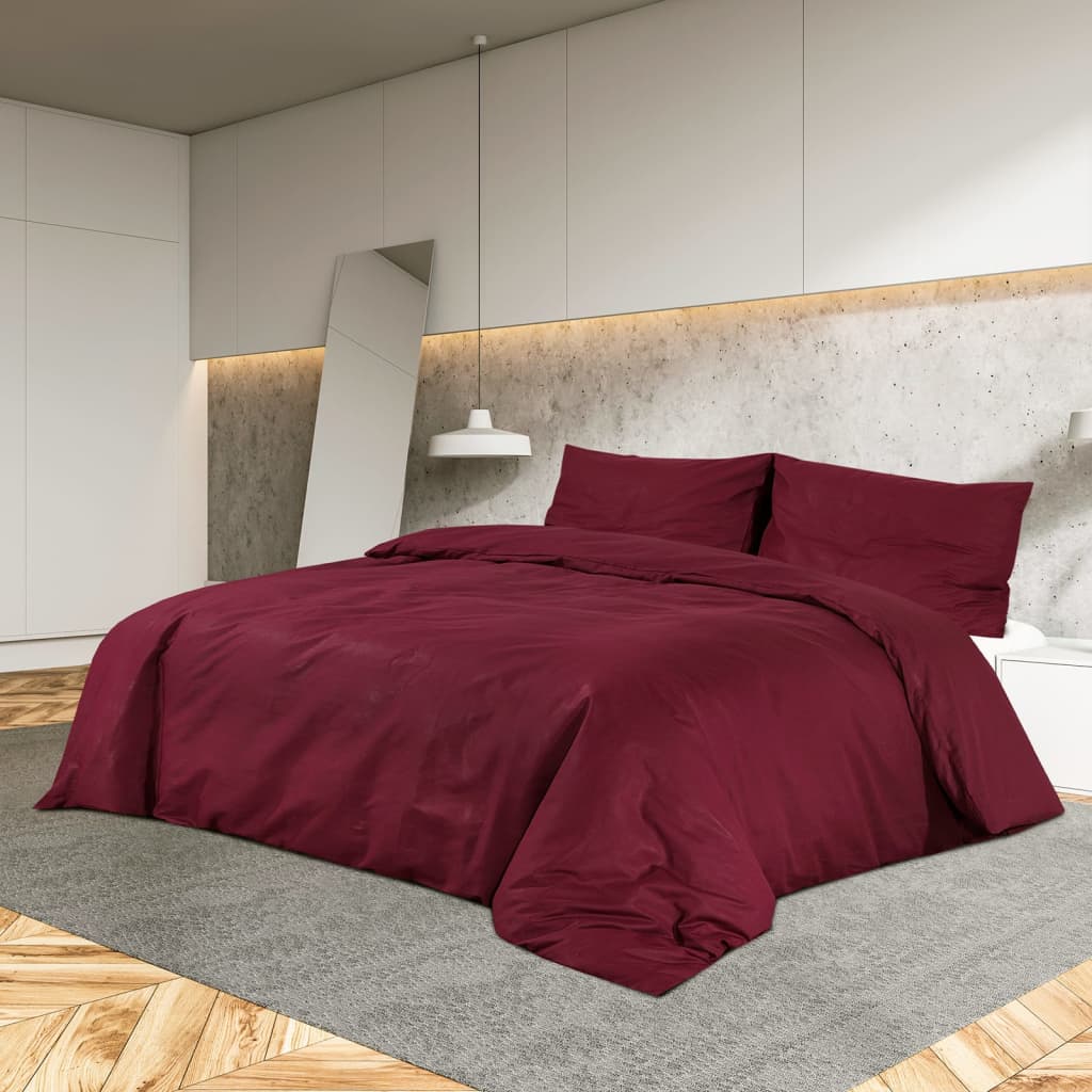 Berkfield Duvet Cover Set Bordeaux 260x240 cm Light-weight Microfiber