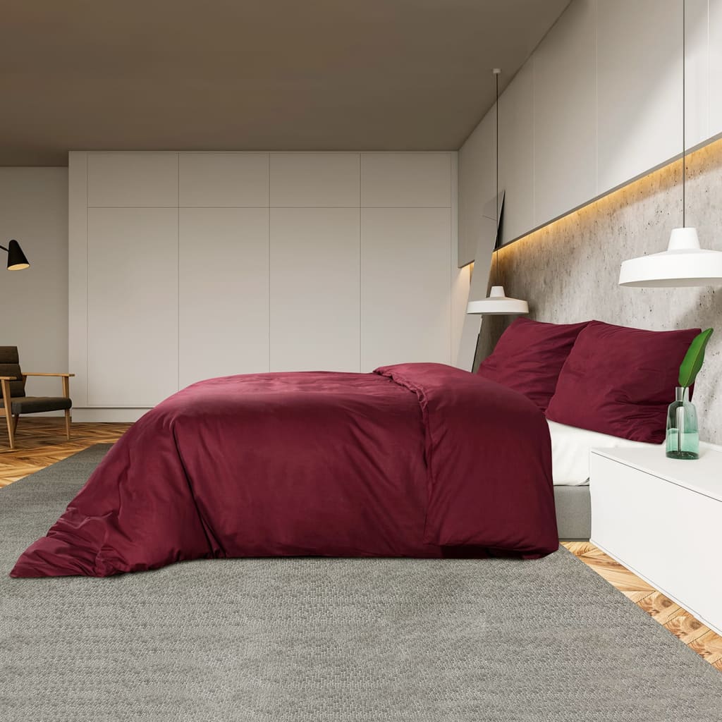 Berkfield Duvet Cover Set Bordeaux 155x220 cm Light-weight Microfiber