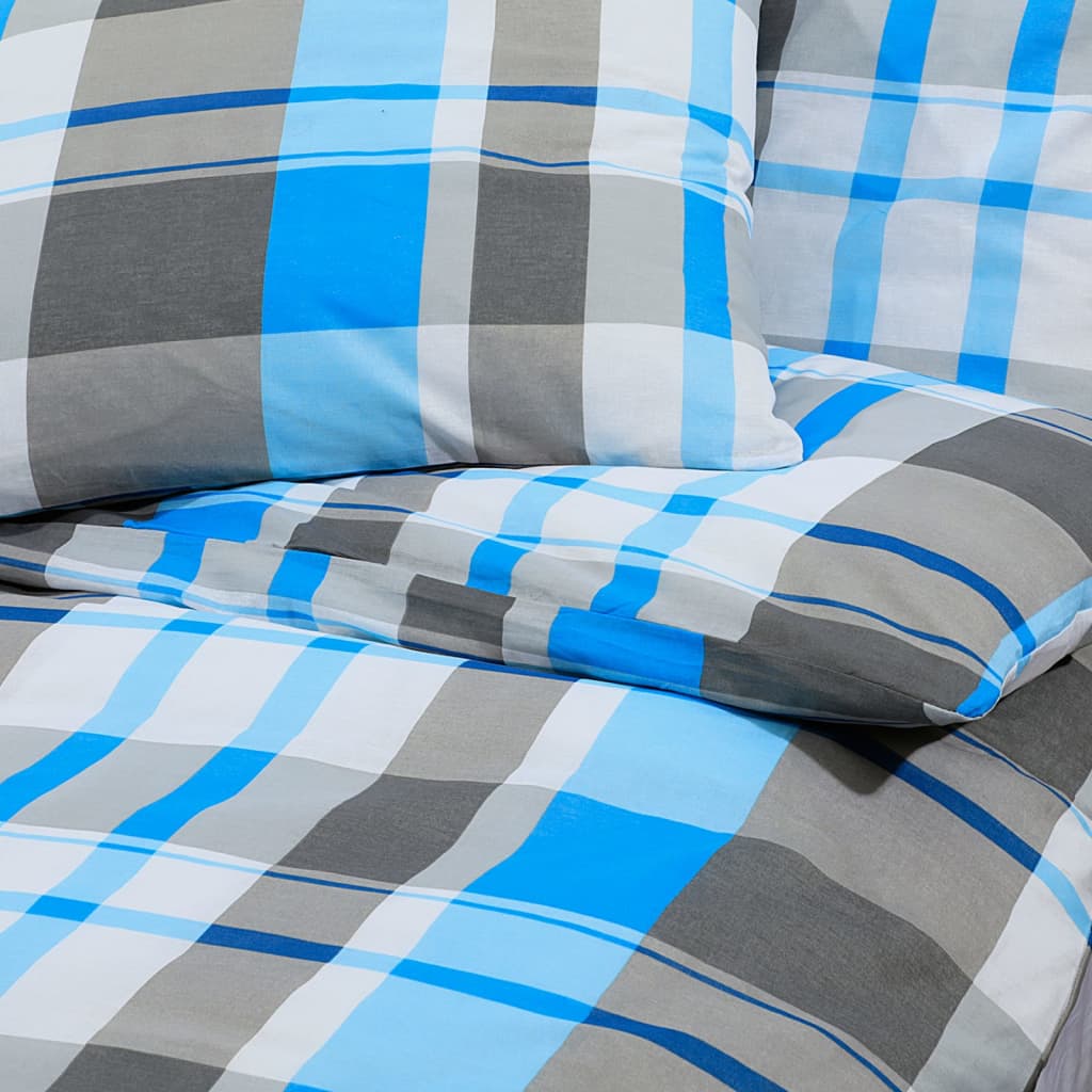 Berkfield Duvet Cover Set Blue and Grey 240x220 cm Cotton