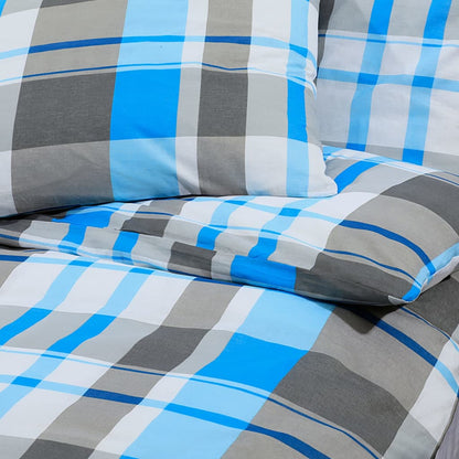 Berkfield Duvet Cover Set Blue and Grey 240x220 cm Cotton
