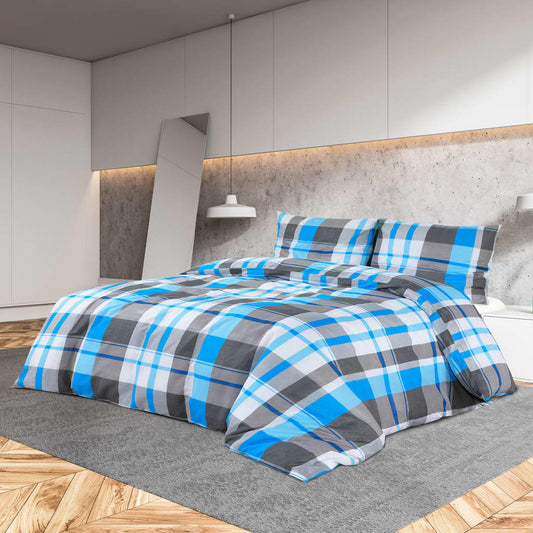 Berkfield Duvet Cover Set Blue and Grey 135x200 cm Cotton