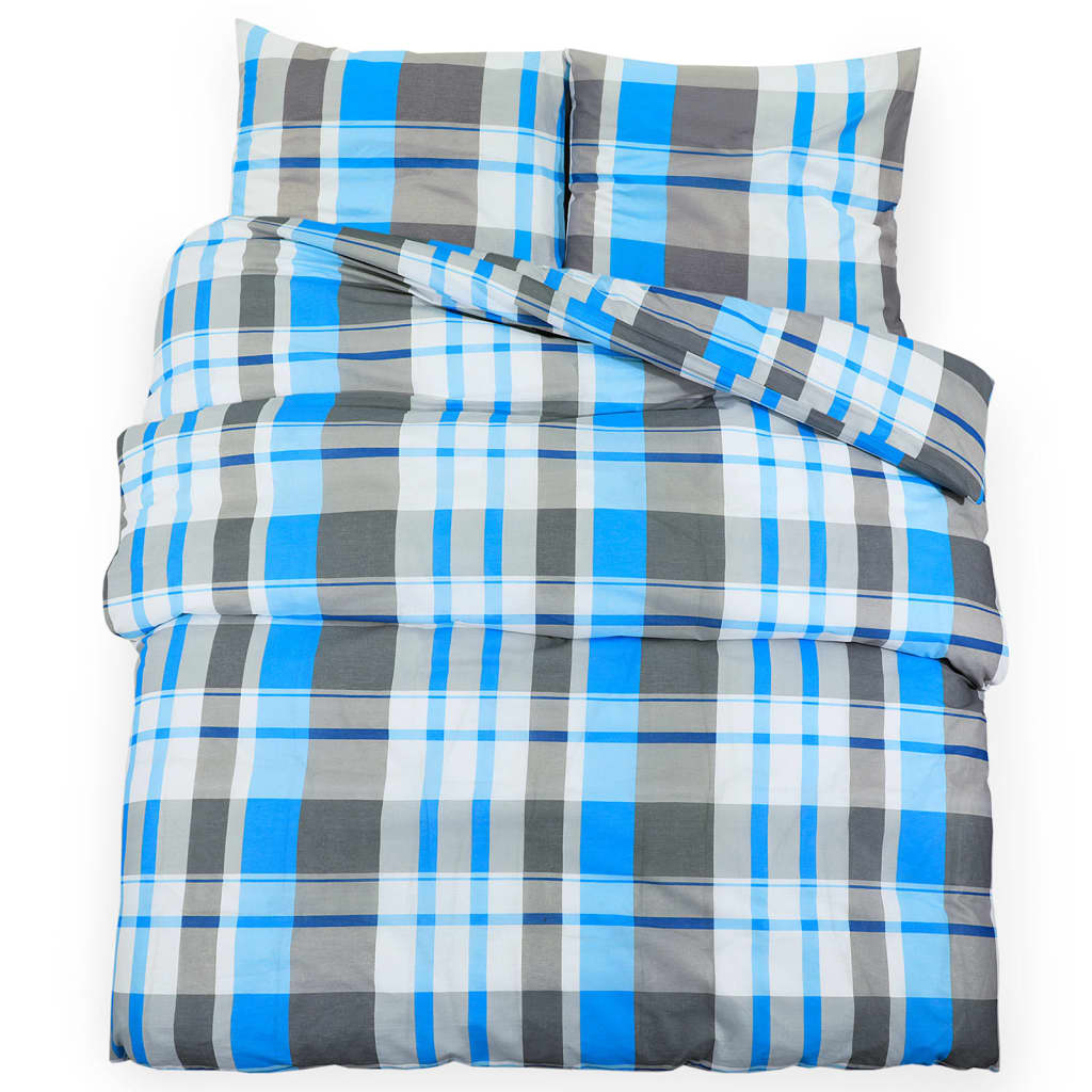 Berkfield Duvet Cover Set Blue and Grey 135x200 cm Cotton