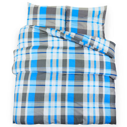 Berkfield Duvet Cover Set Blue and Grey 135x200 cm Cotton