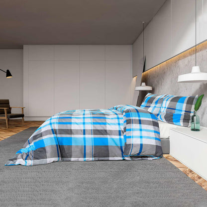 Berkfield Duvet Cover Set Blue and Grey 135x200 cm Cotton