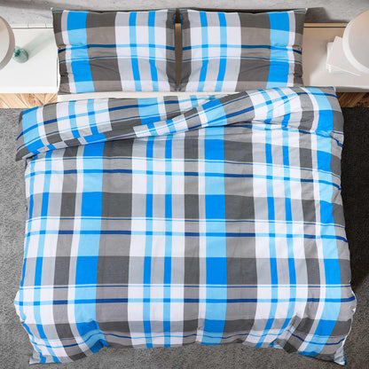 Berkfield Duvet Cover Set Blue and Grey 135x200 cm Cotton