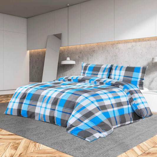 Berkfield Duvet Cover Set Blue and Grey 135x200 cm Cotton