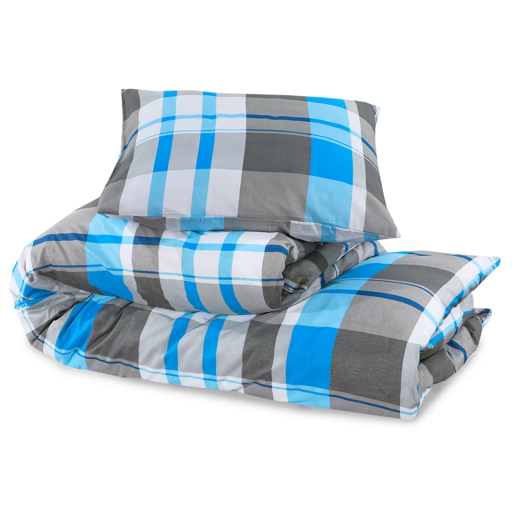 Berkfield Duvet Cover Set Blue and Grey 200x200 cm Cotton
