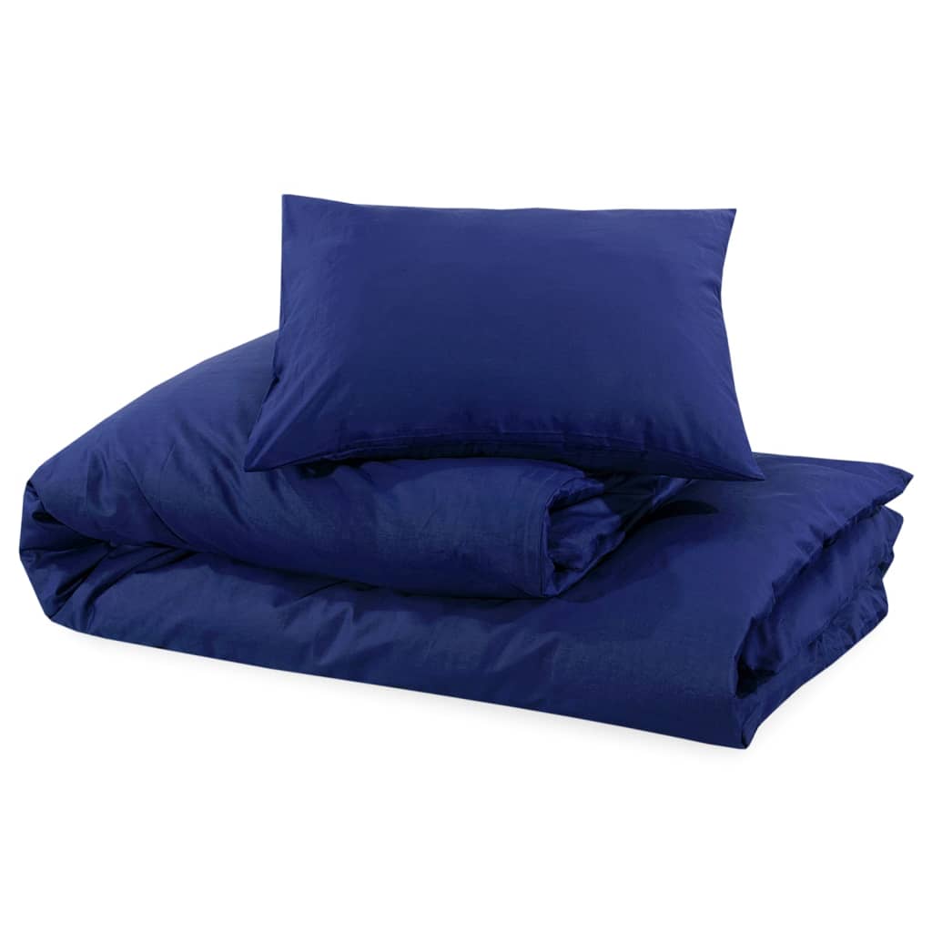 Berkfield Duvet Cover Set Navy Blue 140x200 cm Cotton