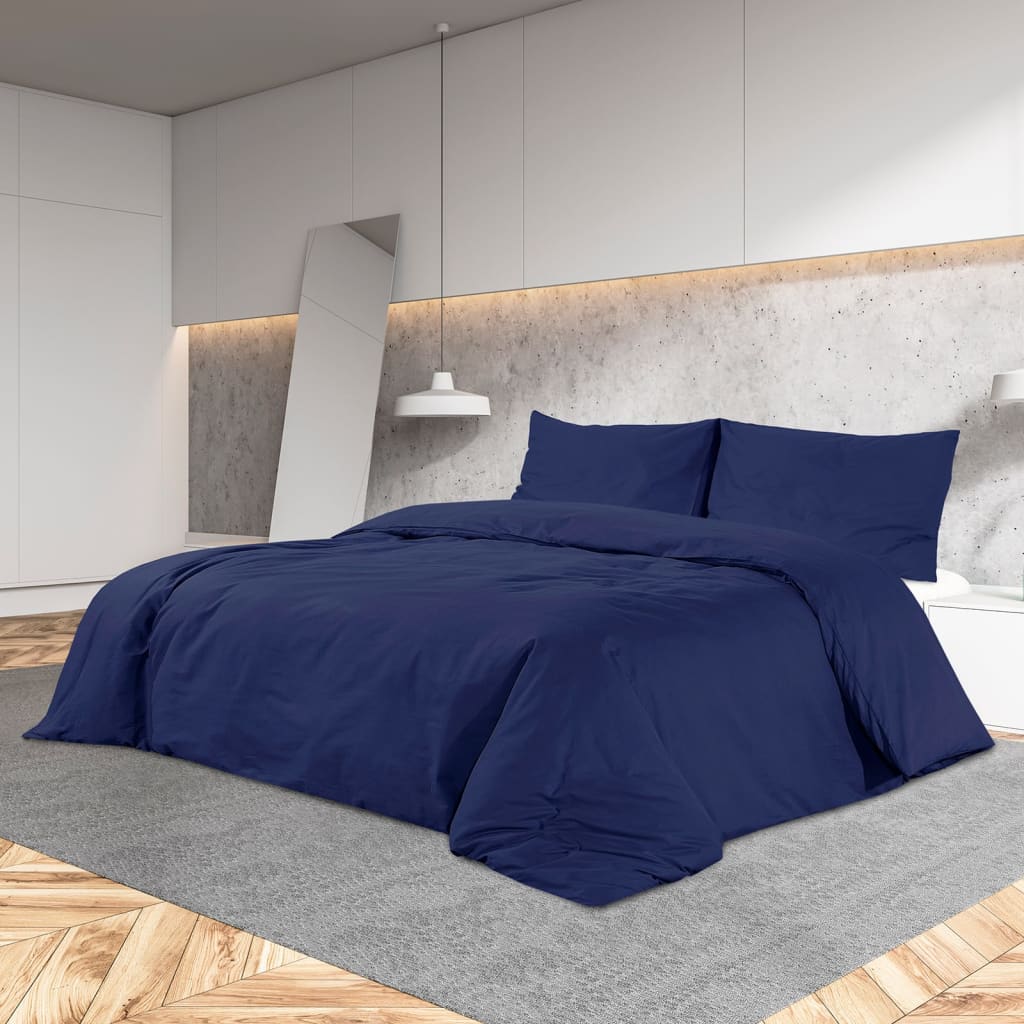 Berkfield Duvet Cover Set Navy Blue 240x220 cm Cotton