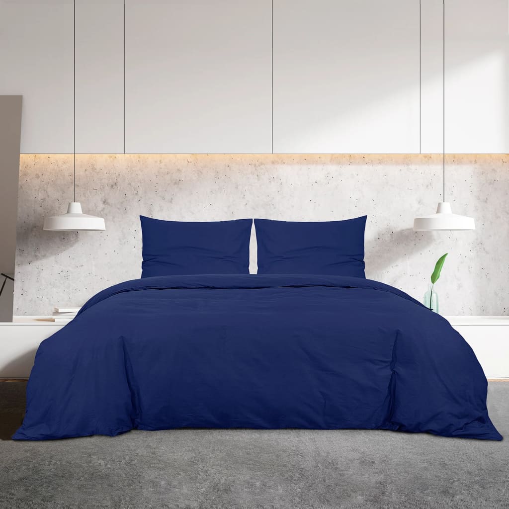 Berkfield Duvet Cover Set Navy Blue 140x200 cm Cotton