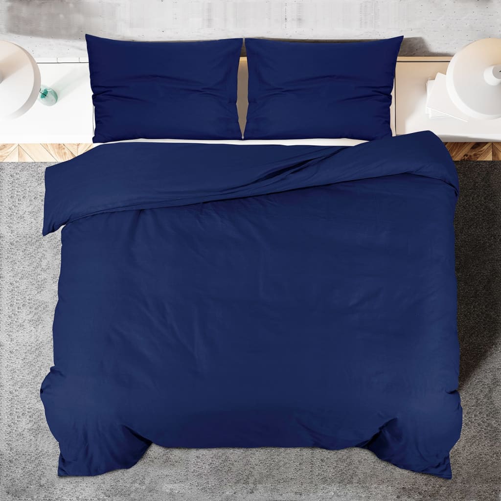 Berkfield Duvet Cover Set Navy Blue 225x220 cm Cotton