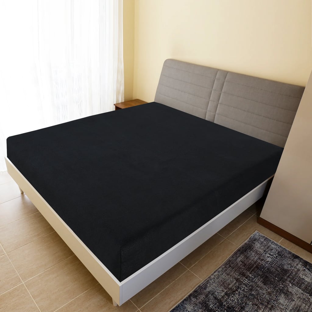 Berkfield Jersey Fitted Sheet Black 160x200 cm Cotton