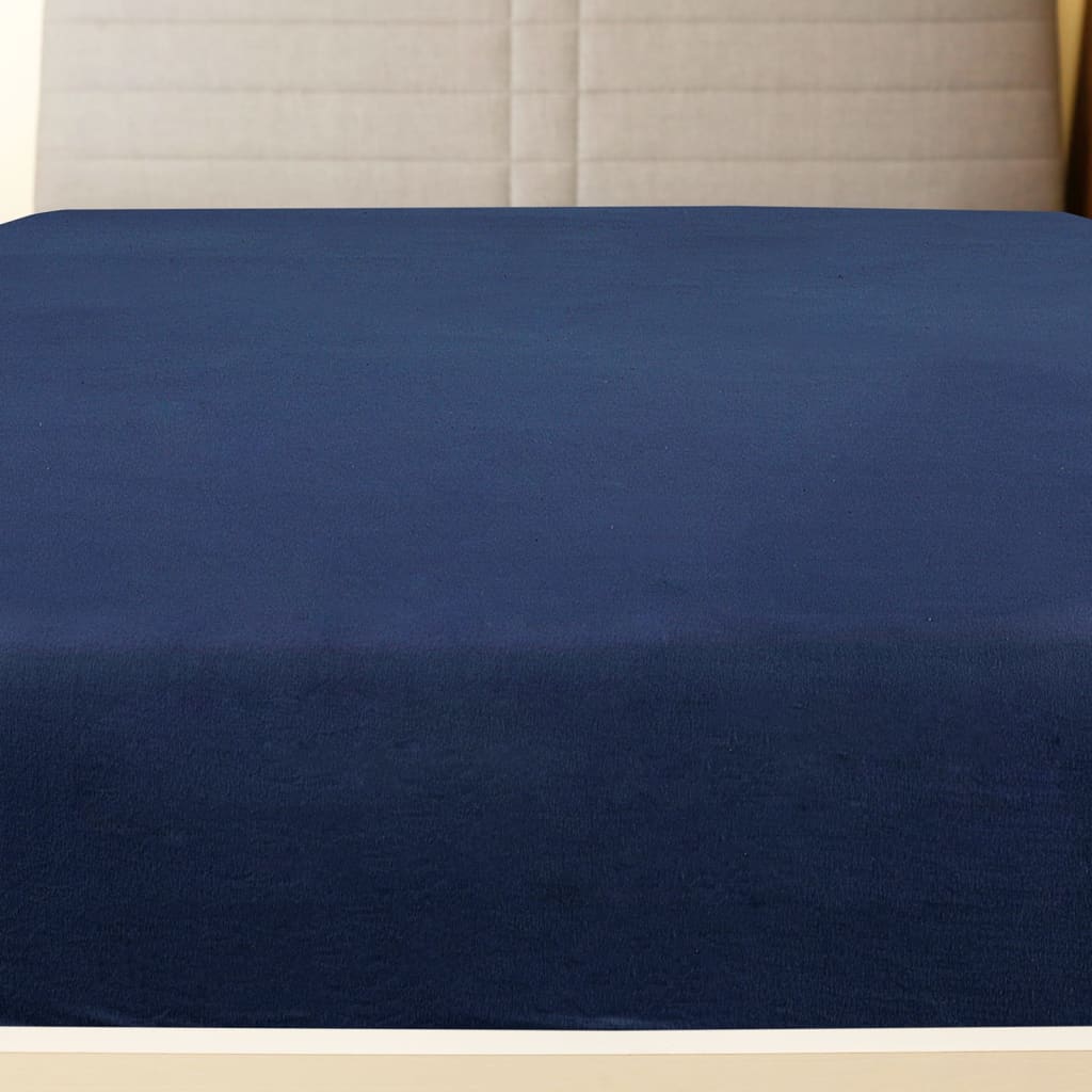 Berkfield Jersey Fitted Sheets 2 pcs Navy Blue 90x200 cm Cotton