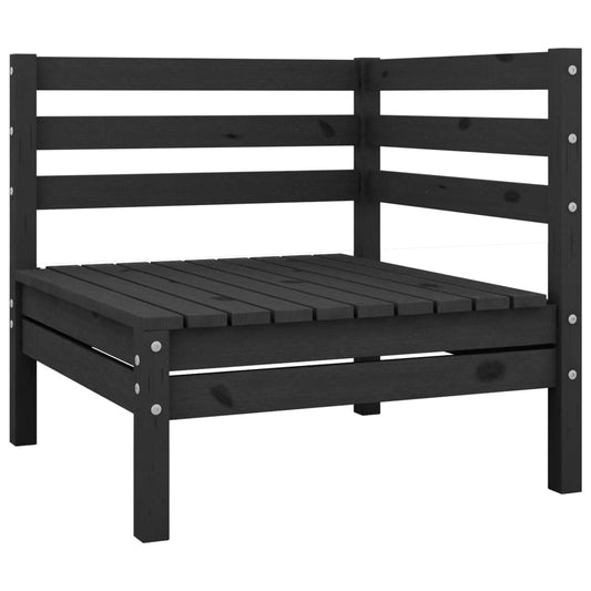Berkfield Garden Corner Sofa Black Solid Wood Pine
