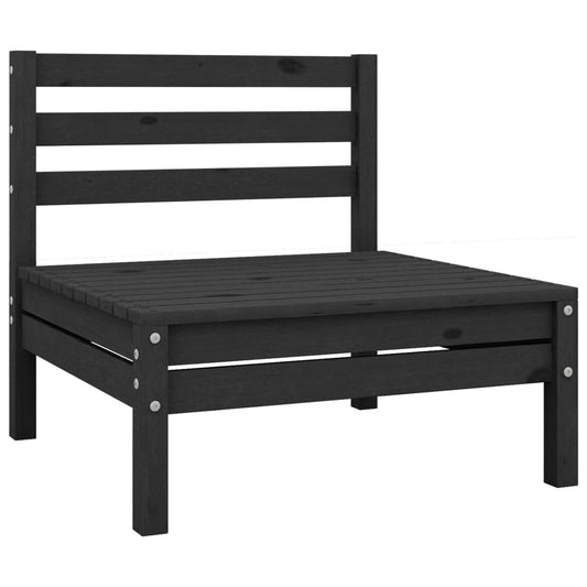 Berkfield Garden Middle Sofa Black Solid Wood Pine