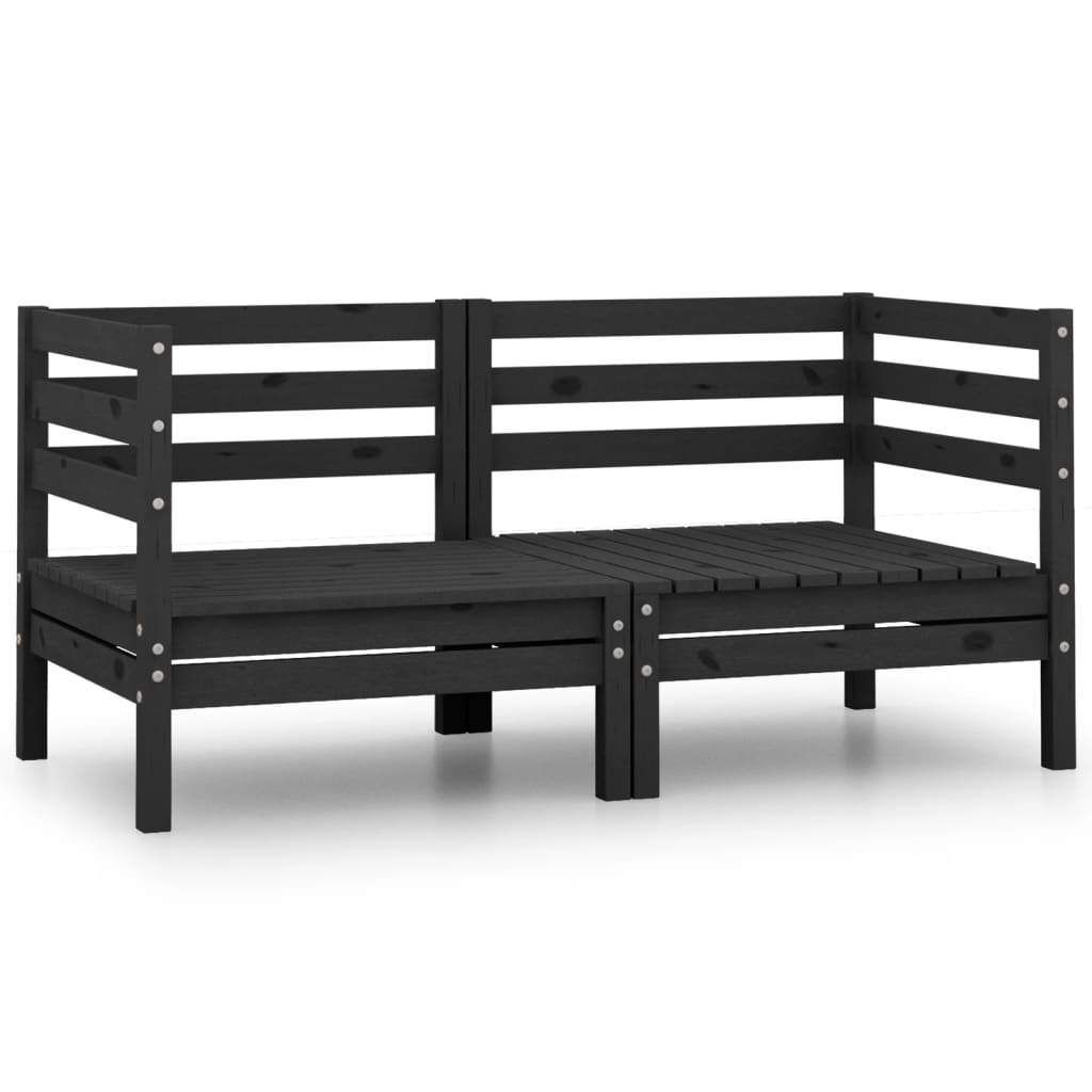 Berkfield Garden Corner Sofas 2 pcs Black Solid Pinewood