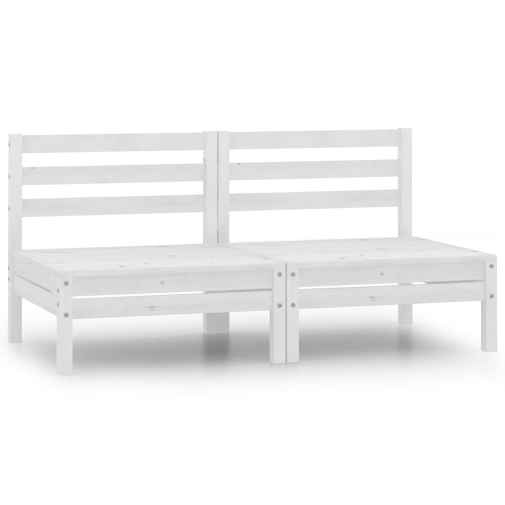 Berkfield Garden Middle Sofas 2 pcs White Solid Pinewood