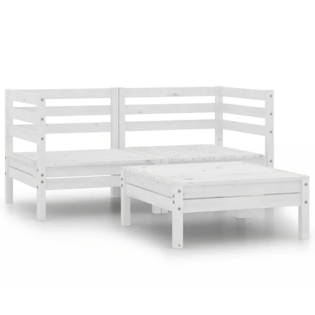 Berkfield 3 Piece Garden Lounge Set Solid Pinewood White