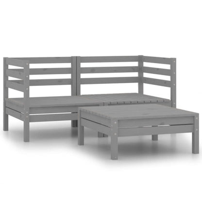 Berkfield 3 Piece Garden Lounge Set Solid Pinewood Grey