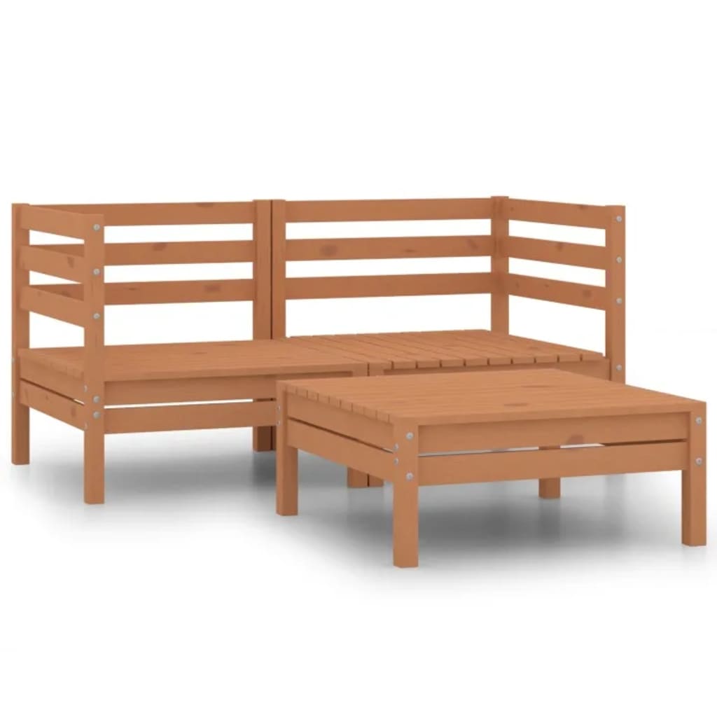 Berkfield 3 Piece Garden Lounge Set Solid Pinewood Honey Brown