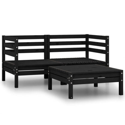 Berkfield 3 Piece Garden Lounge Set Solid Pinewood Black