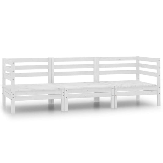 Berkfield 3 Piece Garden Lounge Set Solid Pinewood White
