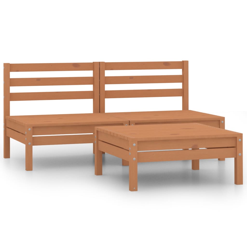 Berkfield 3 Piece Garden Lounge Set Solid Pinewood Honey Brown