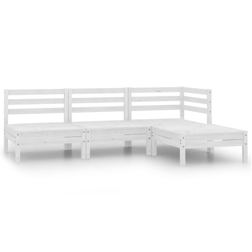 Berkfield 4 Piece Garden Lounge Set Solid Pinewood White