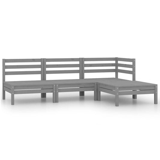 Berkfield 4 Piece Garden Lounge Set Solid Pinewood Grey