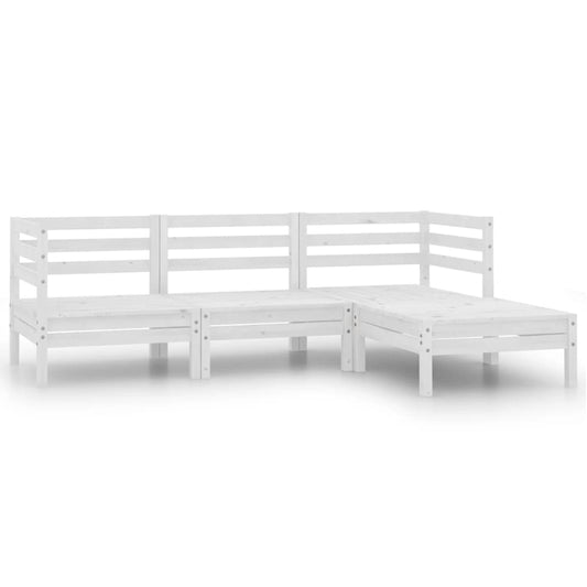 Berkfield 4 Piece Garden Lounge Set Solid Pinewood White