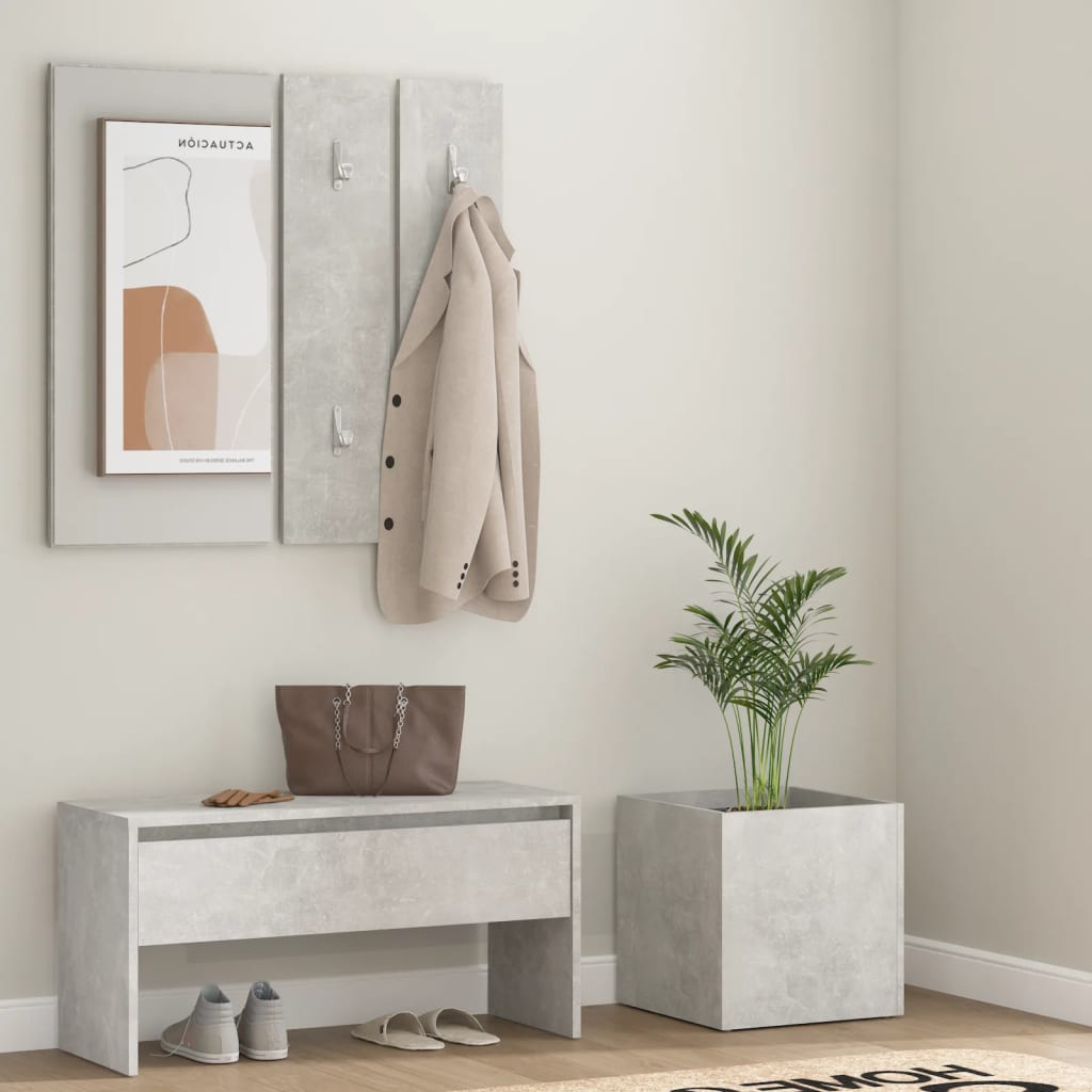 Berkfield Hallway Furniture Set Concrete Grey Engineered Wood