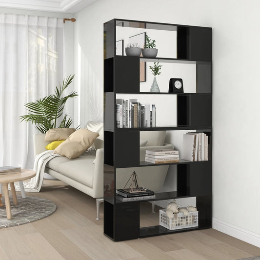 Berkfield Book Cabinet Room Divider High Gloss Black 100x24x188 cm