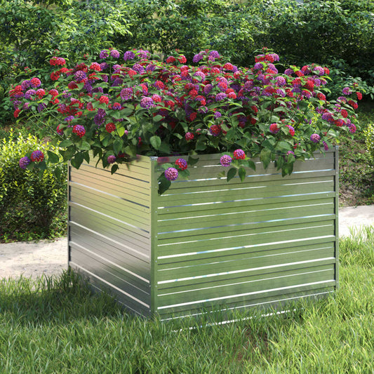 Berkfield Garden Raised Bed 100x100x77 cm Galvanized Steel Silver