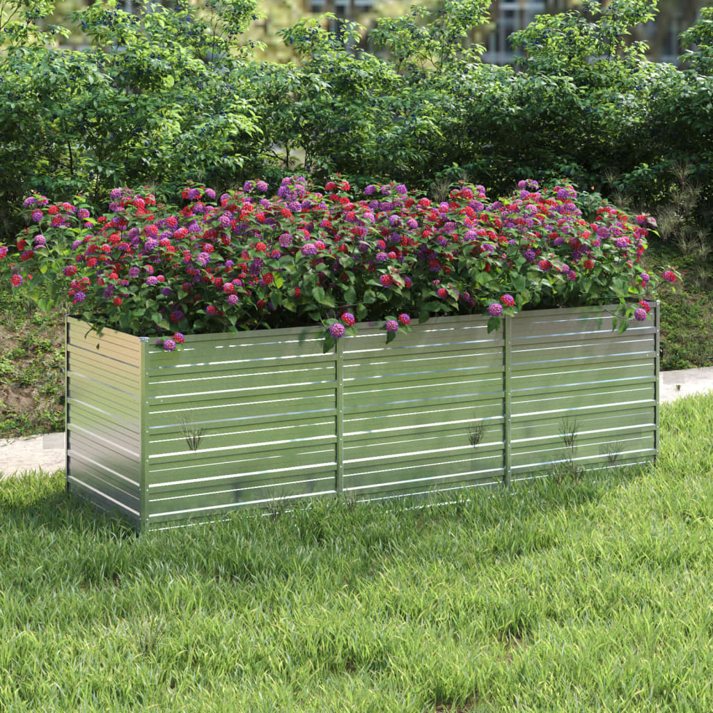 Berkfield Garden Raised Bed 240x80x77 cm Galvanized Steel Silver