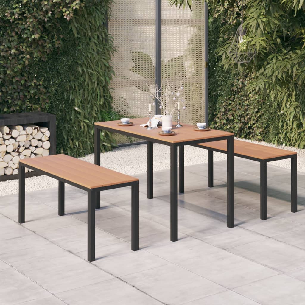 Berkfield 3 Piece Garden Dining Set Steel and WPC Brown and Black