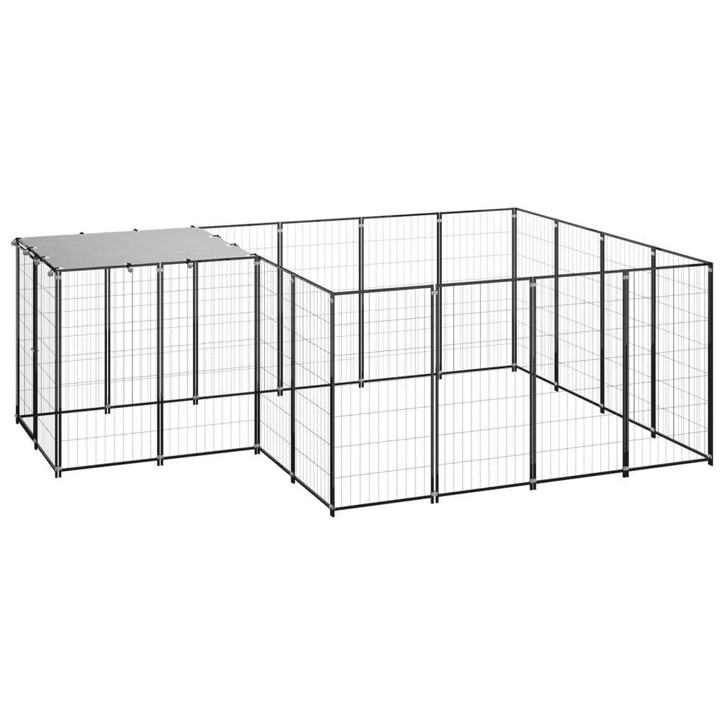 Berkfield Dog Kennel Black 6.05 m�__ Steel