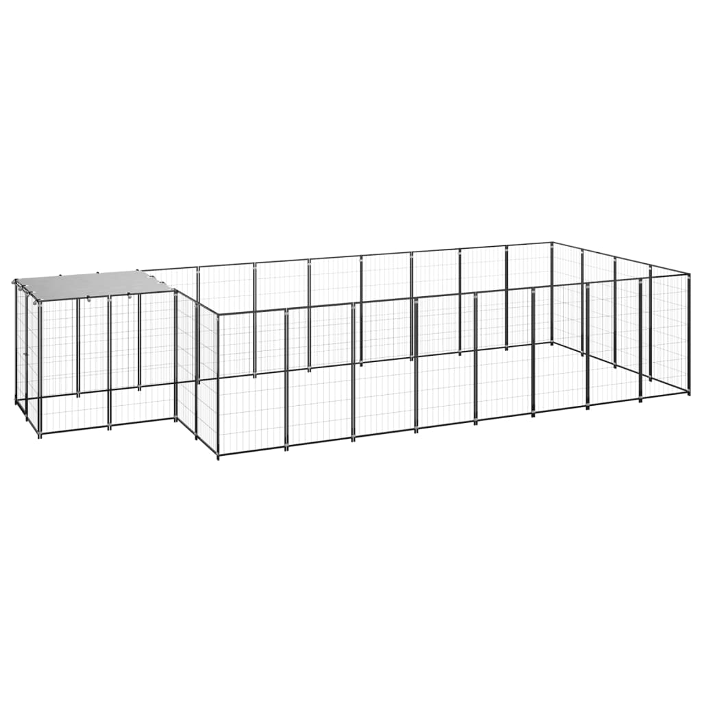 Berkfield Dog Kennel Black 10.89 m�__ Steel