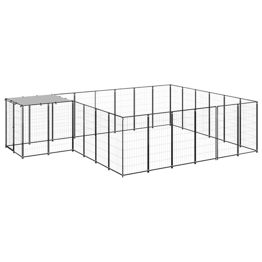 Berkfield Dog Kennel Black 12.1 m�__ Steel