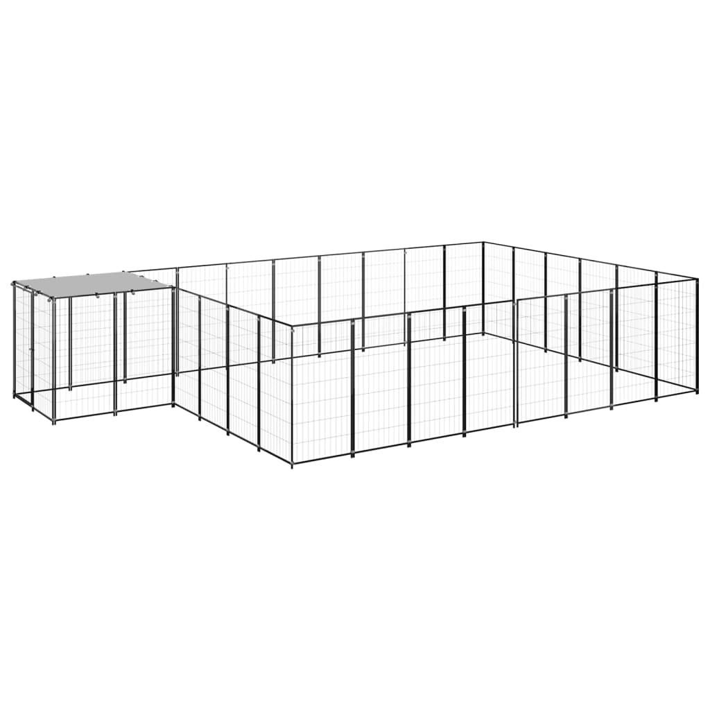 Berkfield Dog Kennel Black 15.73 m�__ Steel