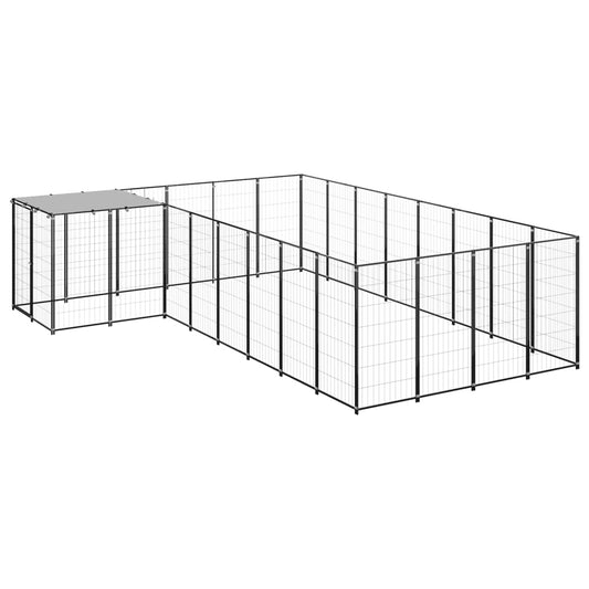Berkfield Dog Kennel Black 10.89 m�__ Steel