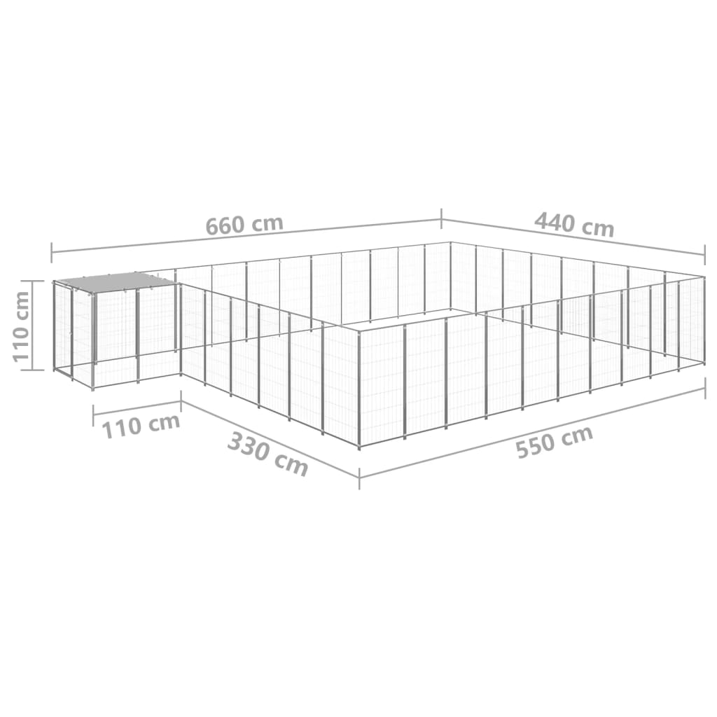Berkfield Dog Kennel Silver 25.41 m�__ Steel